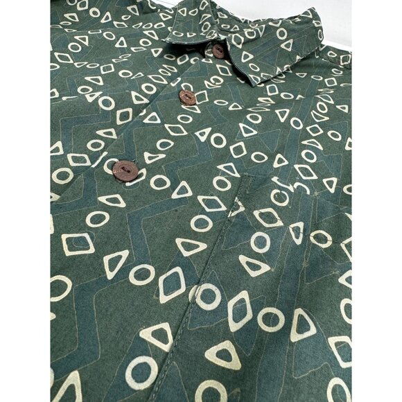 Mutiara Art Bali Other - Mutiara Art Bali Men Shirt Lightweight Button Up Geometric Long Sleeve Green XL